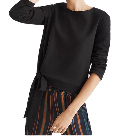 Madewell Tops - Madewell Black Side Tie Long Sleeve Top in Size Large